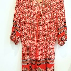 Takara red orange print romper